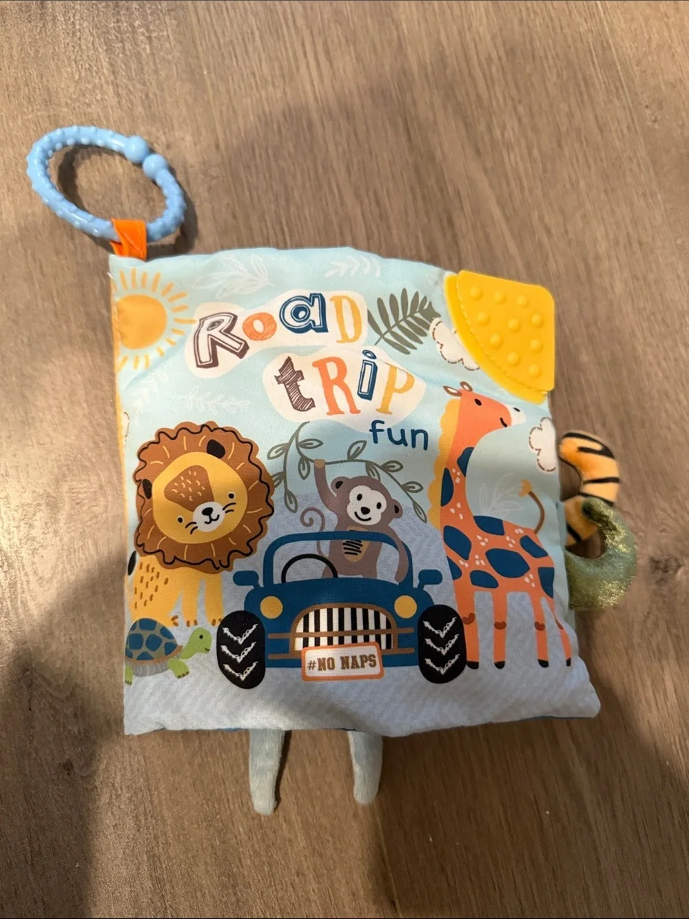 Blue 'Road Trip' Safari Soft Baby Activity crinkle book